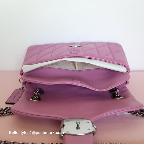 COACH Tabby 26 Quilted Smooth Nappa Leather MEDIUM Shoulder Bag - Fuchsia color⭐ - Picture 13 of 16